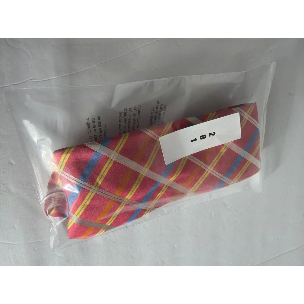 Robert Talbott Mens Red Plaid Silk Necktie Hand Sewn USA Blue Yellow Striped Tie